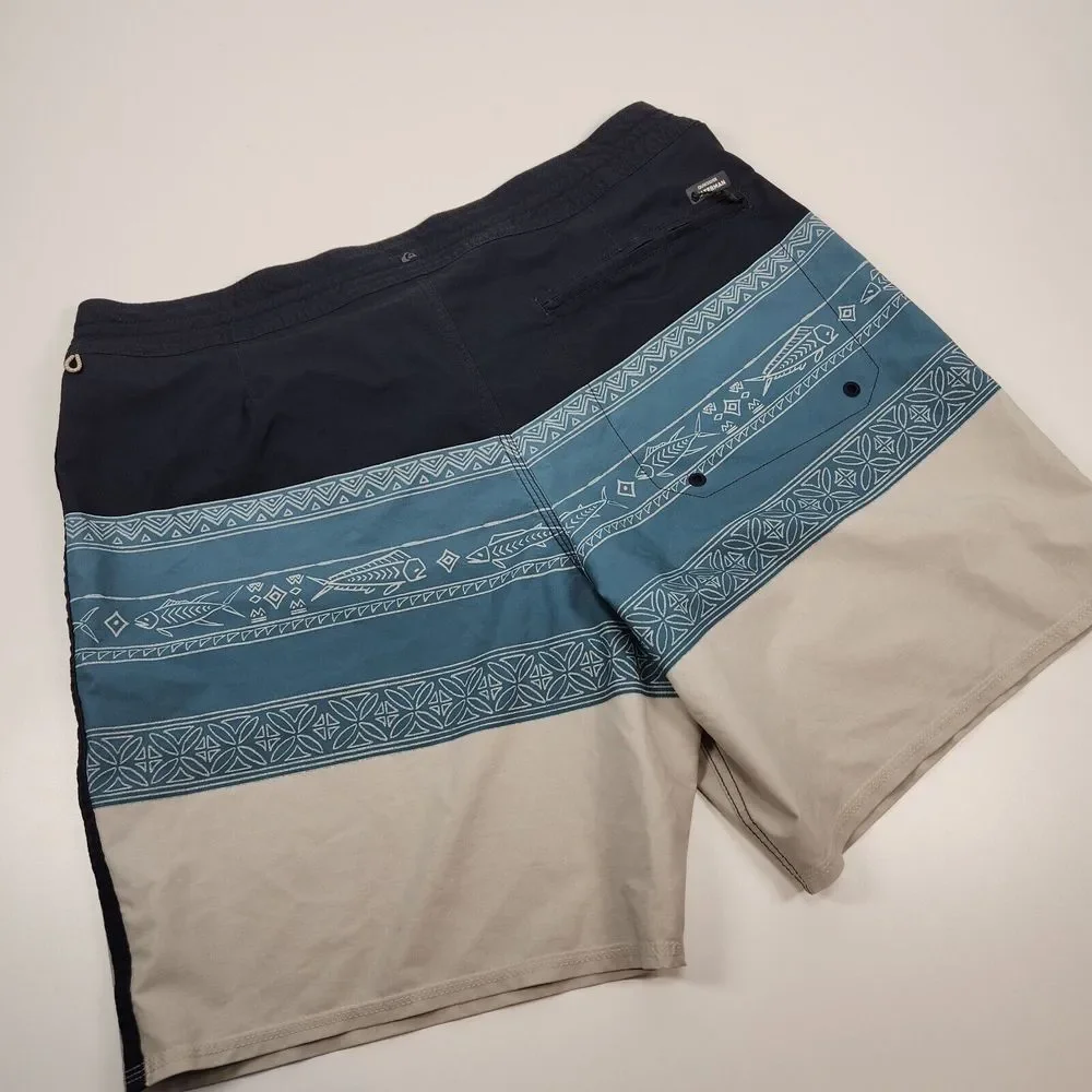 Quiksilver‎ Men's 38W Waterman Collection Board Shorts Blue Hawaiian